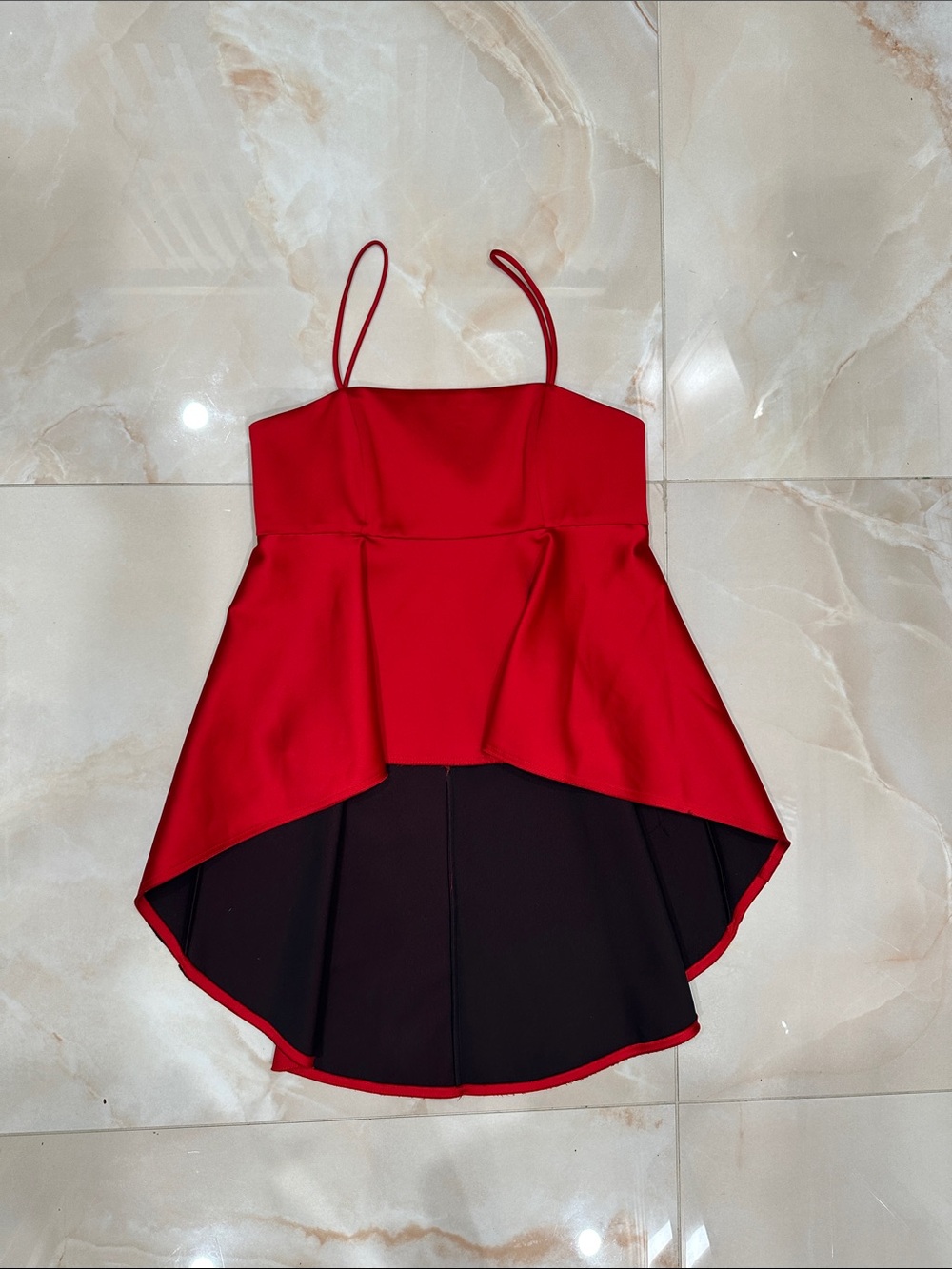 Zara Red High-Low Spaghetti Strap Crop Top